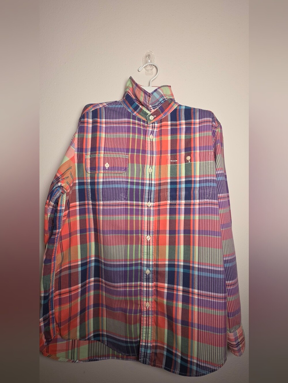 Polo by Ralph Lauren Orange, Blue & Green Plaid Button-Down Shirt